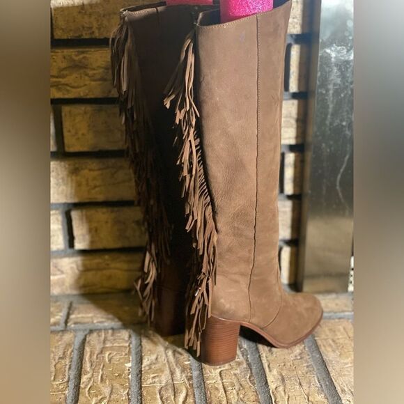 Gianni Bini fringe knee high‎ brown boots - Picture 5 of 6